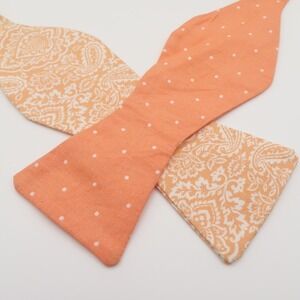 Kendell Maliki Bow Tie Pink Paisley Polka Dot 2.75" Wide Self Tie Double Sided
